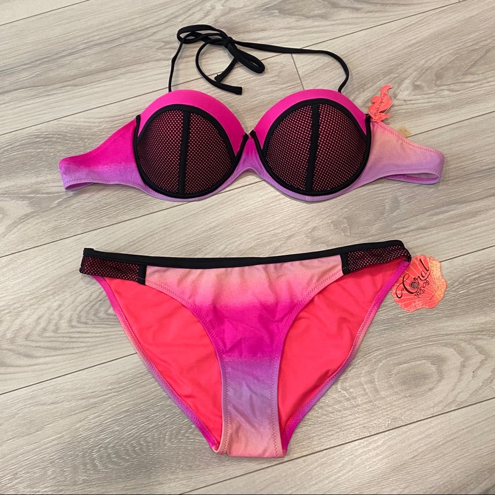 Pink / purple ombré bikini set